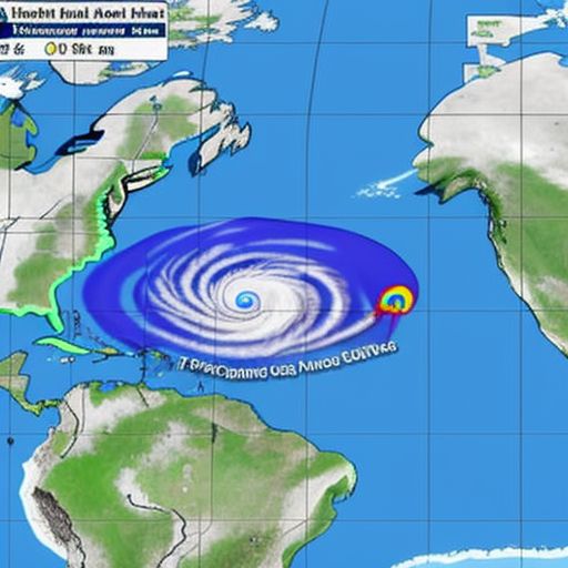 A map showing the path of Hurricane Helene in the Atlantic Ocean.