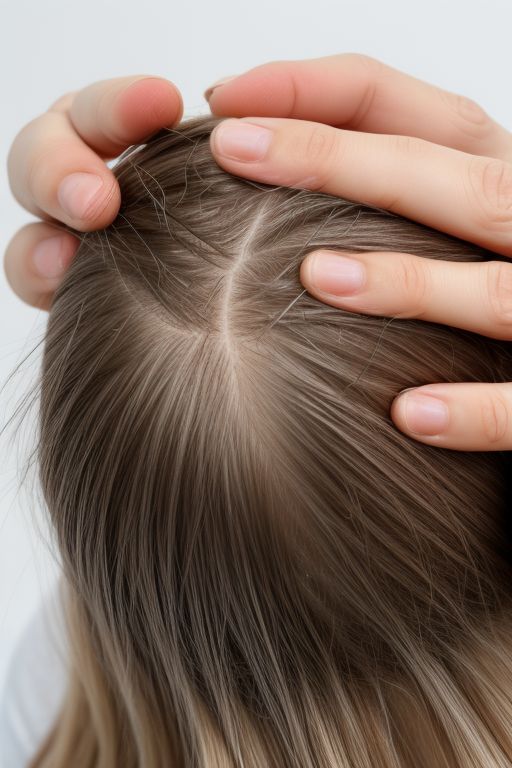 A close-up image of head lice and nits in hair strands