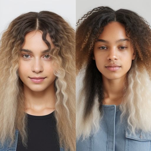 A comparison of straight hair and curly hair textures, showing how lice attach to hair strands.