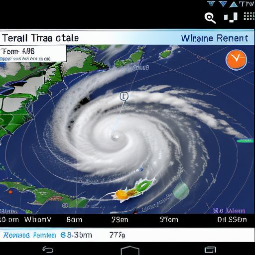 A screenshot of a hurricane tracking app showing real-time storm updates